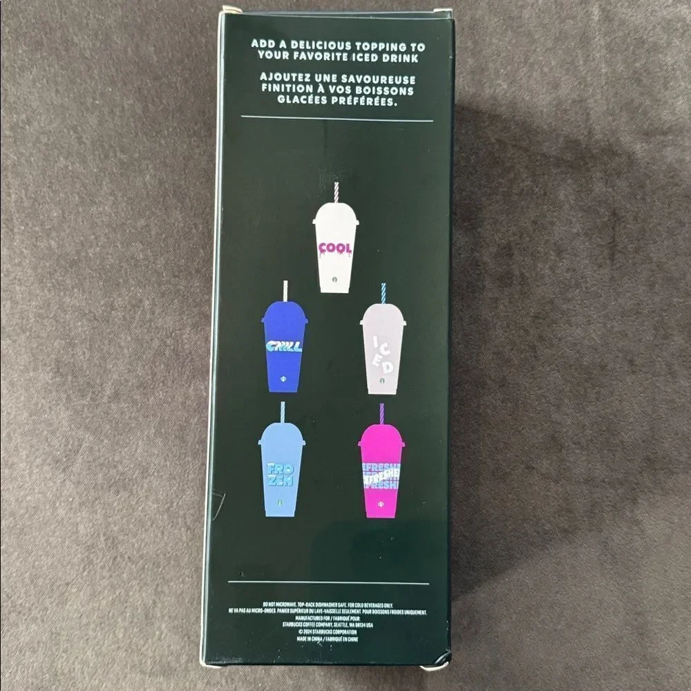 Starbucks 5 Colorful Reusable Cold Cups 24oz with Dome Lids and Straws NEW